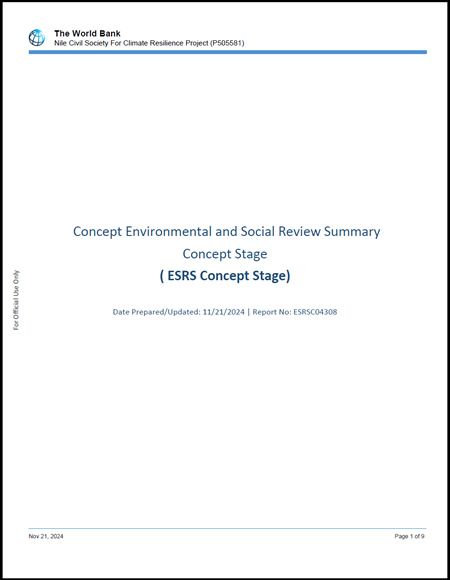 NCSCR Project - Concept Environmental and Social Review Summary - Concept Stage (ESRS Concept Stage)