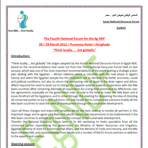 Think locally ... Act globally: the Fourth National Discourse Forum for Egypt NDF